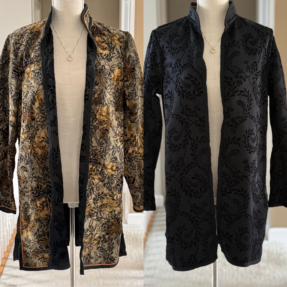 Coldwater Creek Harvest Hues Reversible Duster Tapestry Jacket Size M